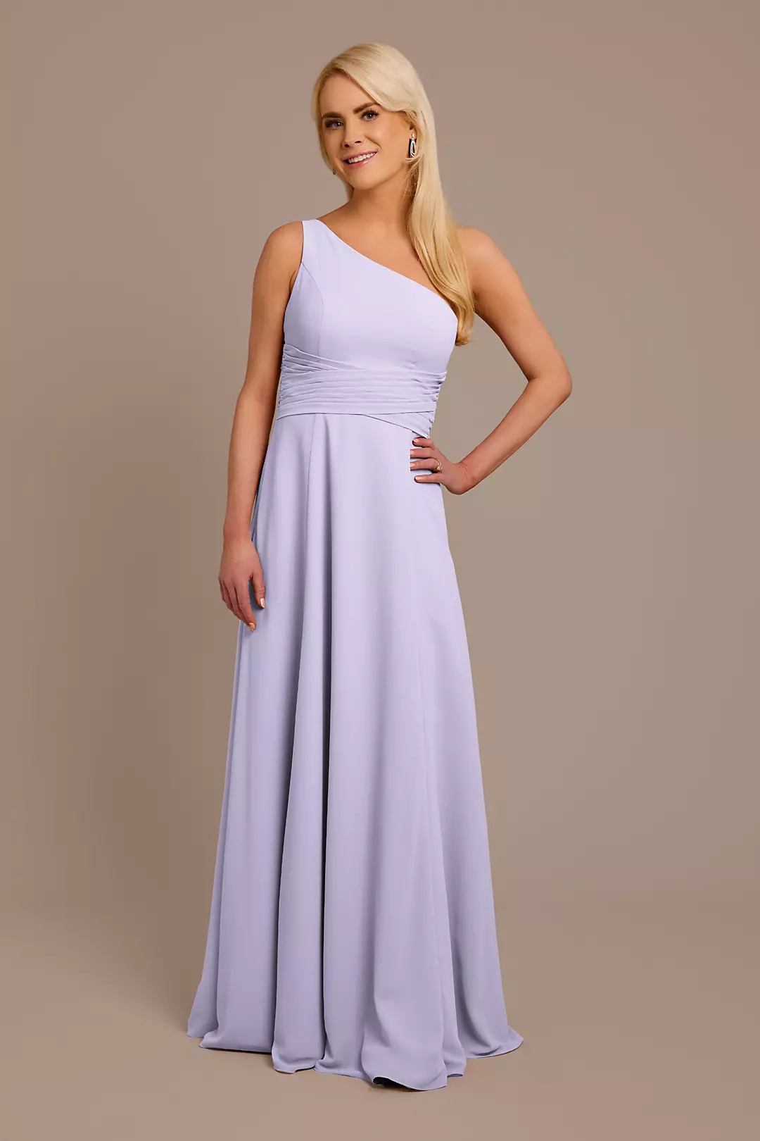 Chiffon One-Shoulder Dress with Tie Dress - XNAUWBI