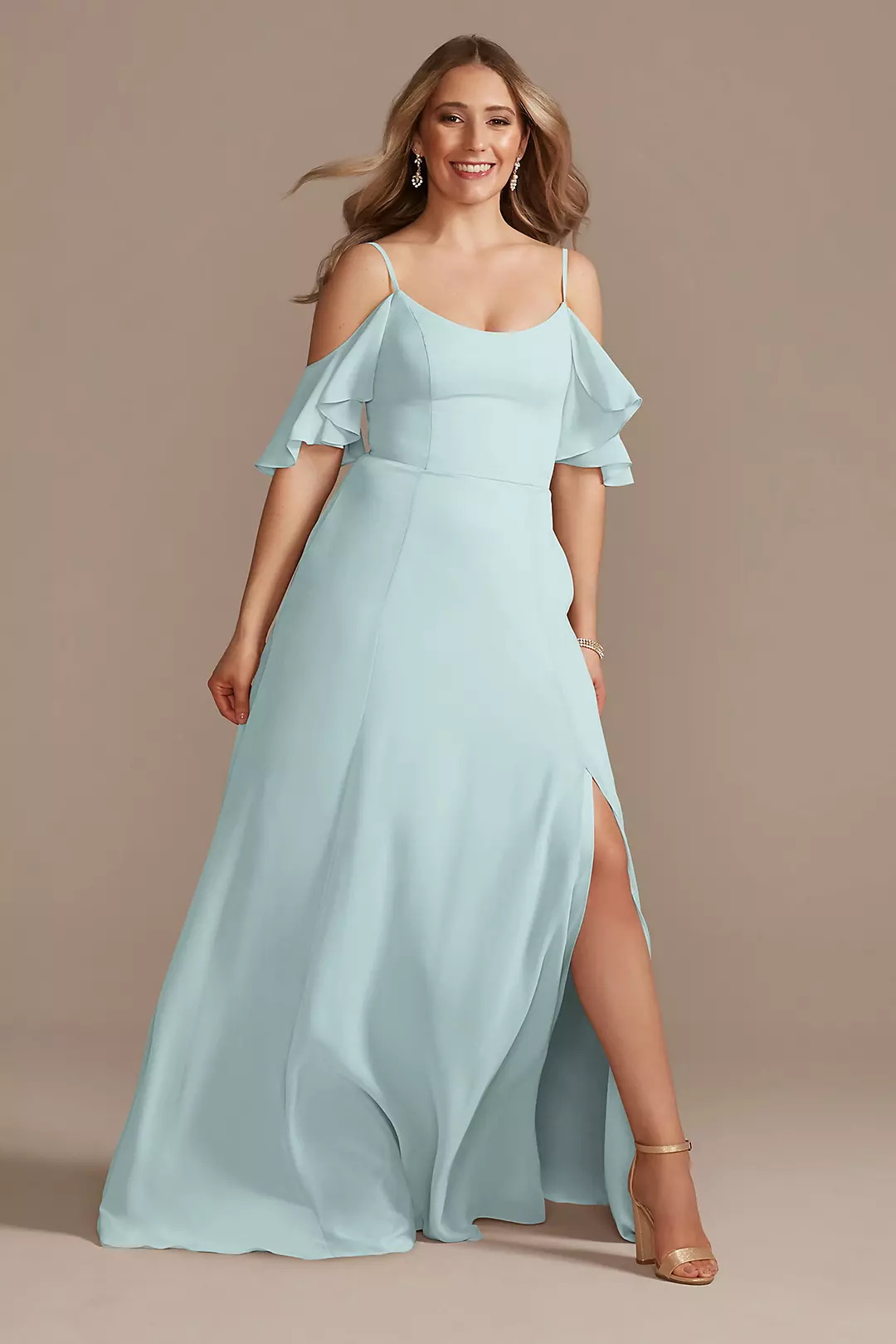 Cold-Shoulder Long Chiffon Dresses - XNAUWBI