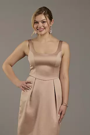 Matte Satin Tank Midi Dress with Bow Back Dress - XNAUWBI