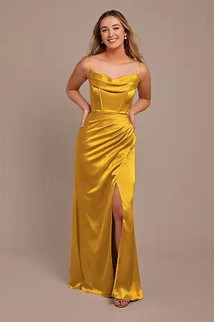 Charmeuse Cowl Spaghetti Strap Dresses - XNAUWBI