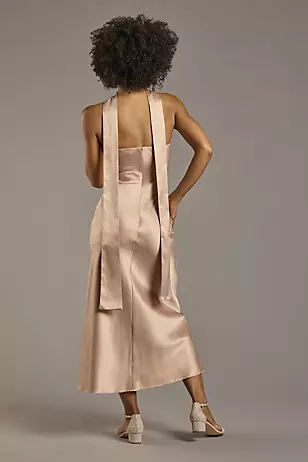 Strapless Charmeuse Sheath Dress with Scarf Dress - XNAUWBI