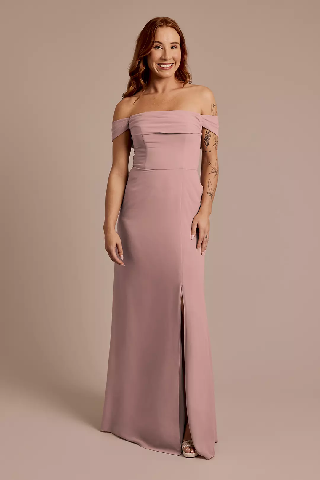 Chiffon Off-the-Shoulder Draped Dresses - XNAUWBI