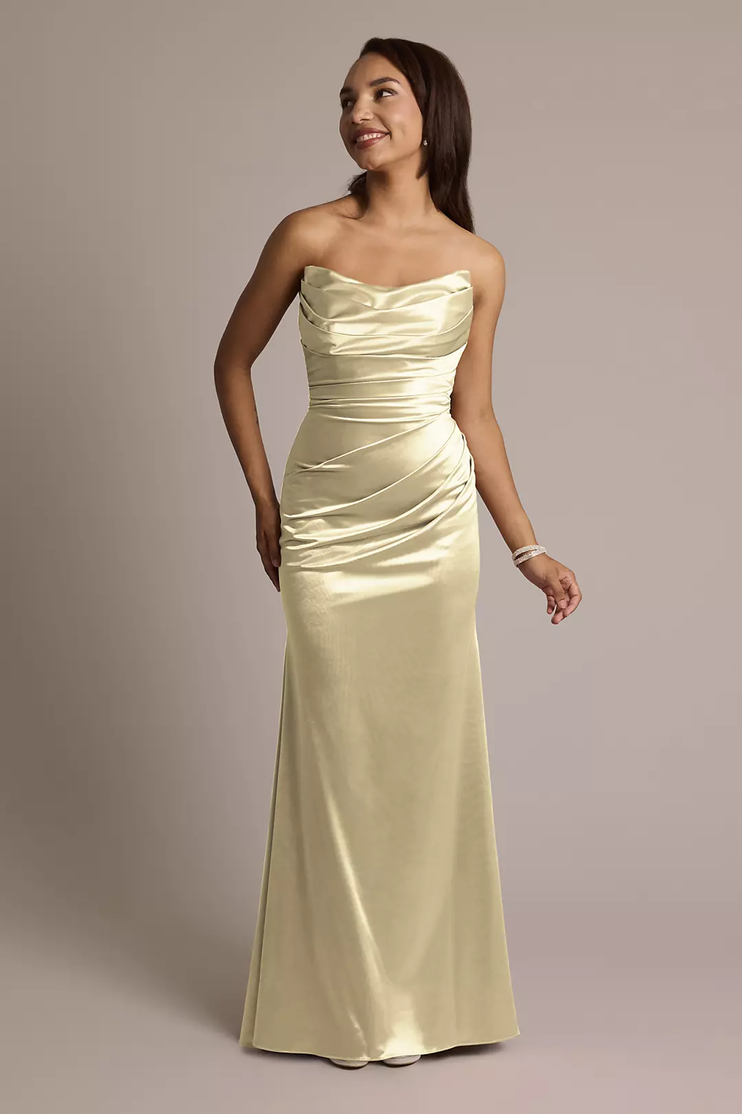 Sculpting Shiny Satin Strapless Mermaid Dresses - XNAUWBI