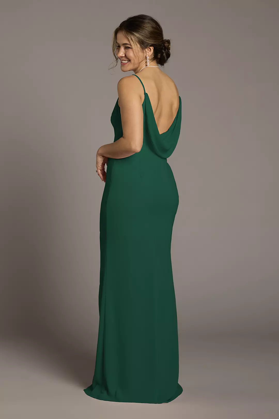 Chiffon Cowl Back V-Neck Sheath Dresses - XNAUWBI