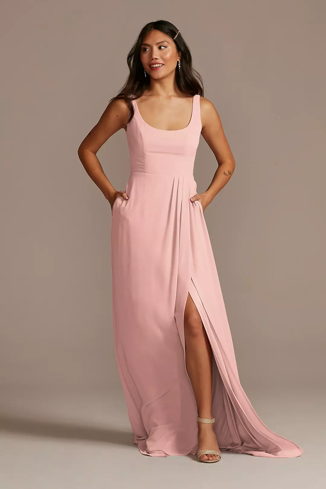 Chiffon Tank Scoop Neck Dresses - XNAUWBI
