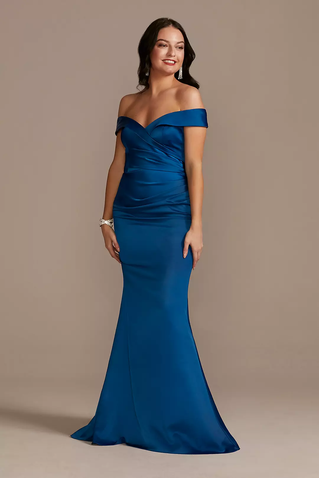 Matte Satin Off-the-Shoulder Mermaid Dresses - XNAUWBI