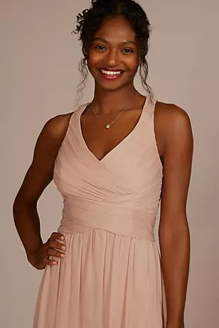 Mesh Long Dress with Crisscross Back Dress - XNAUWBI