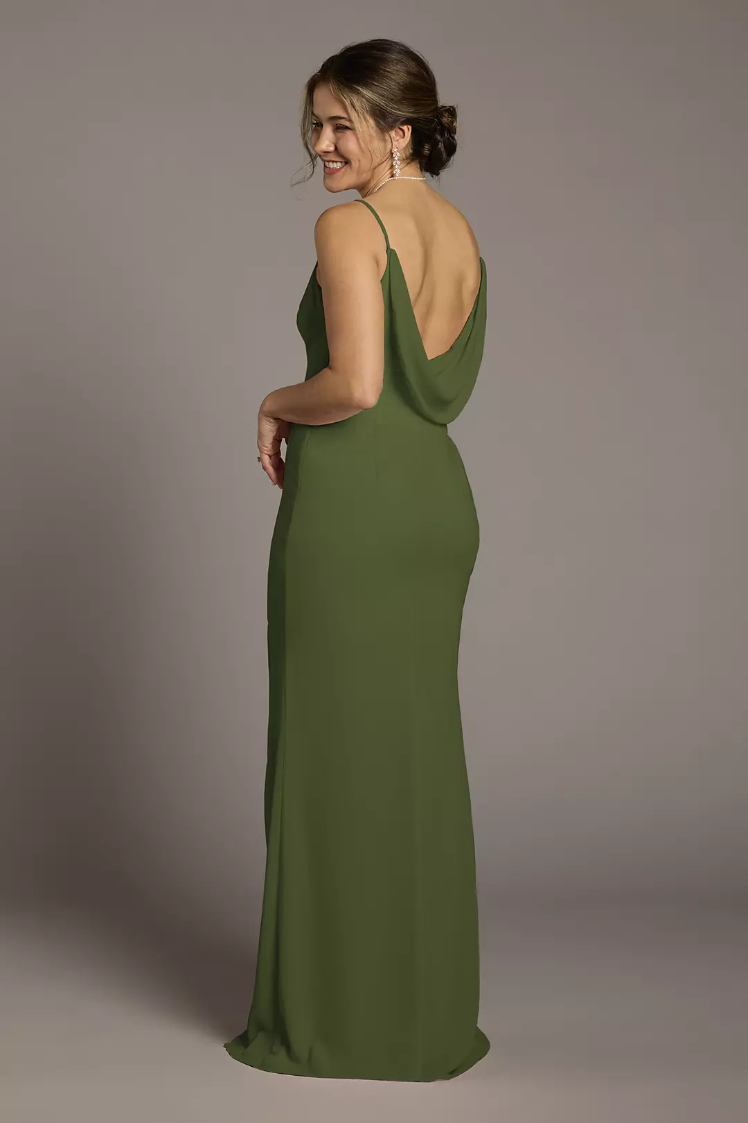 Chiffon Cowl Back V-Neck Sheath Dresses - XNAUWBI