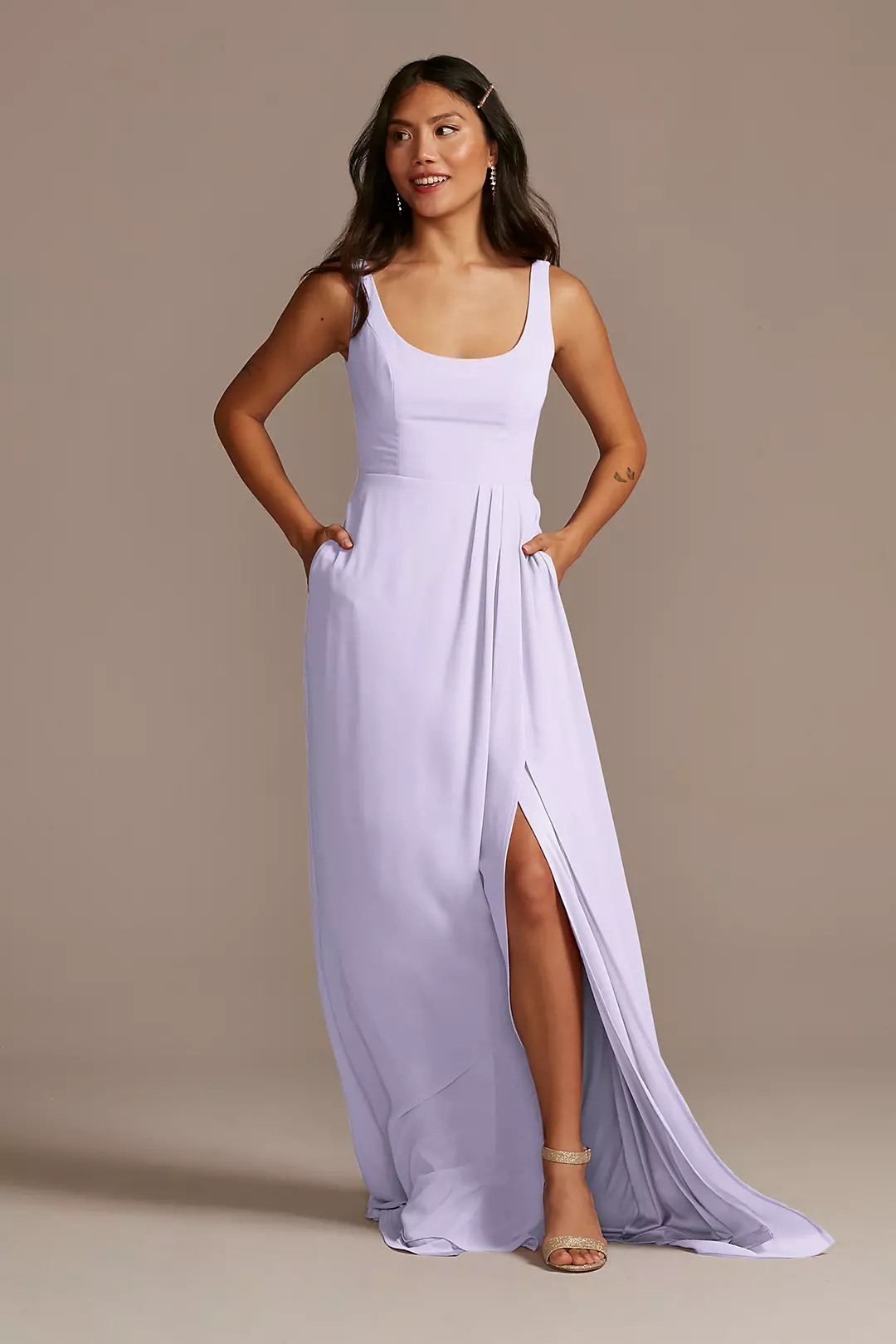 Chiffon Tank Scoop Neck Dresses - XNAUWBI