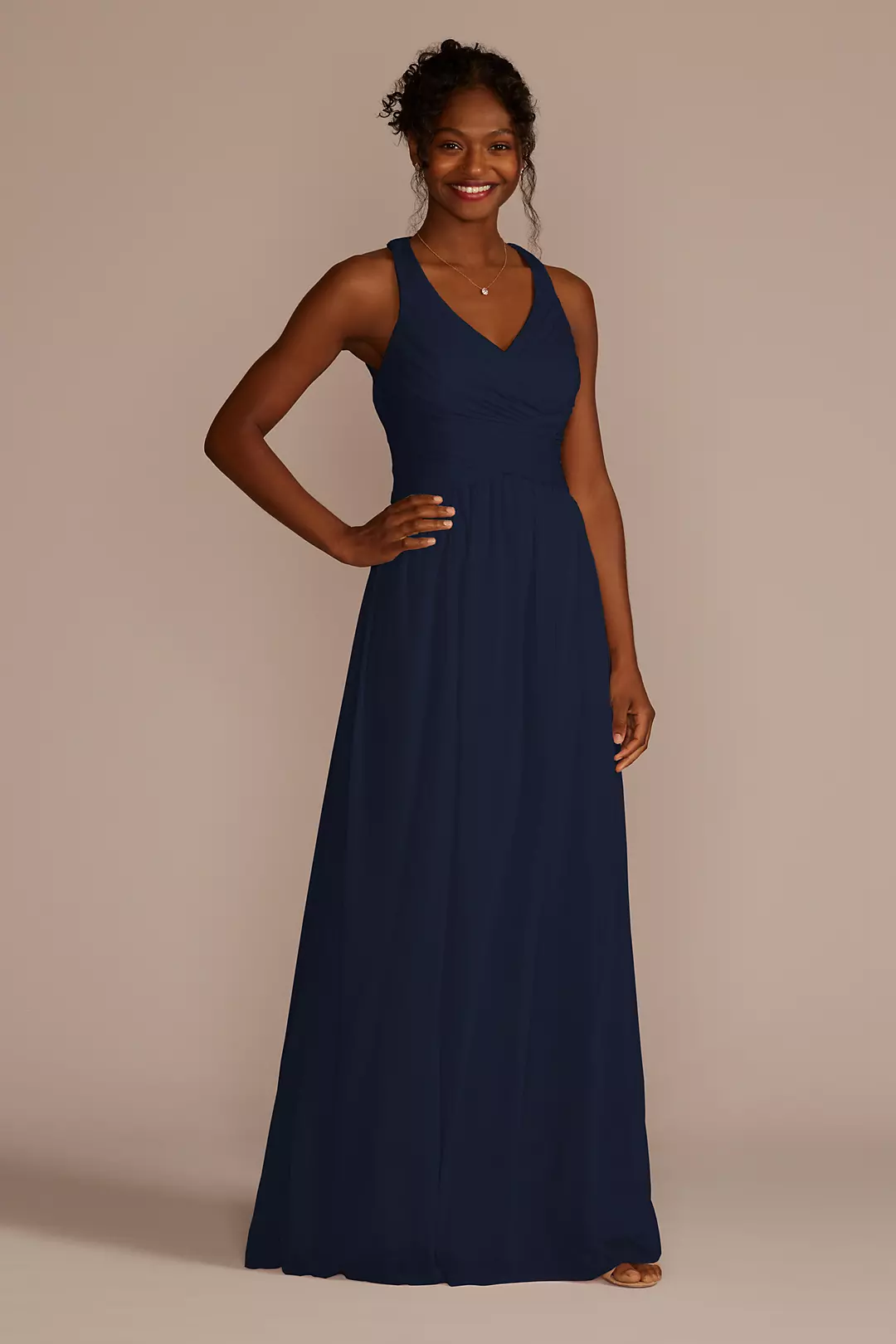 Mesh Long Dress with Crisscross Back Dress - XNAUWBI