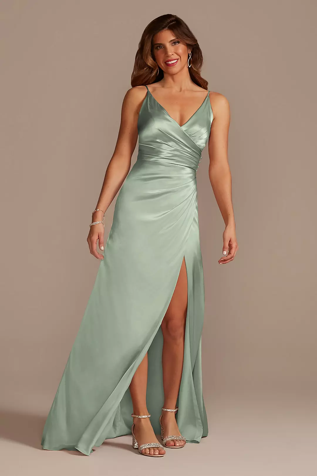 Charmeuse Draped Strappy Dresses - XNAUWBI