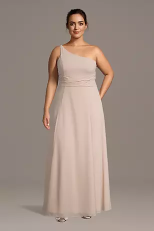 Chiffon One-Shoulder Dress with Tie Dress - XNAUWBI