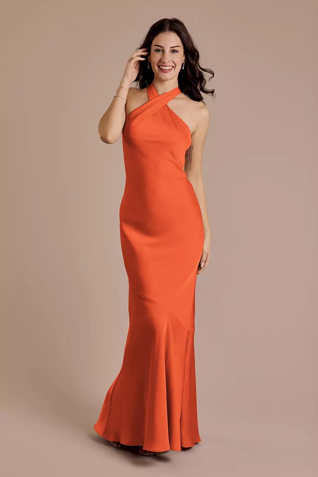 Matte Satin Y-Neck Bias Sheath Dresses - XNAUWBI