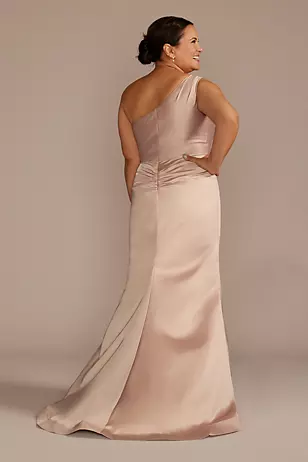 One-Shoulder Stretch Matte Satin Dresses - XNAUWBI