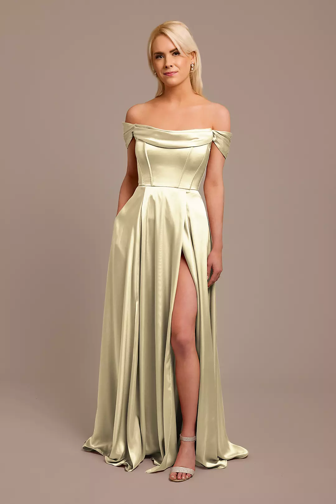 Charmeuse Cowl Off-the-Shoulder Dresses - XNAUWBI