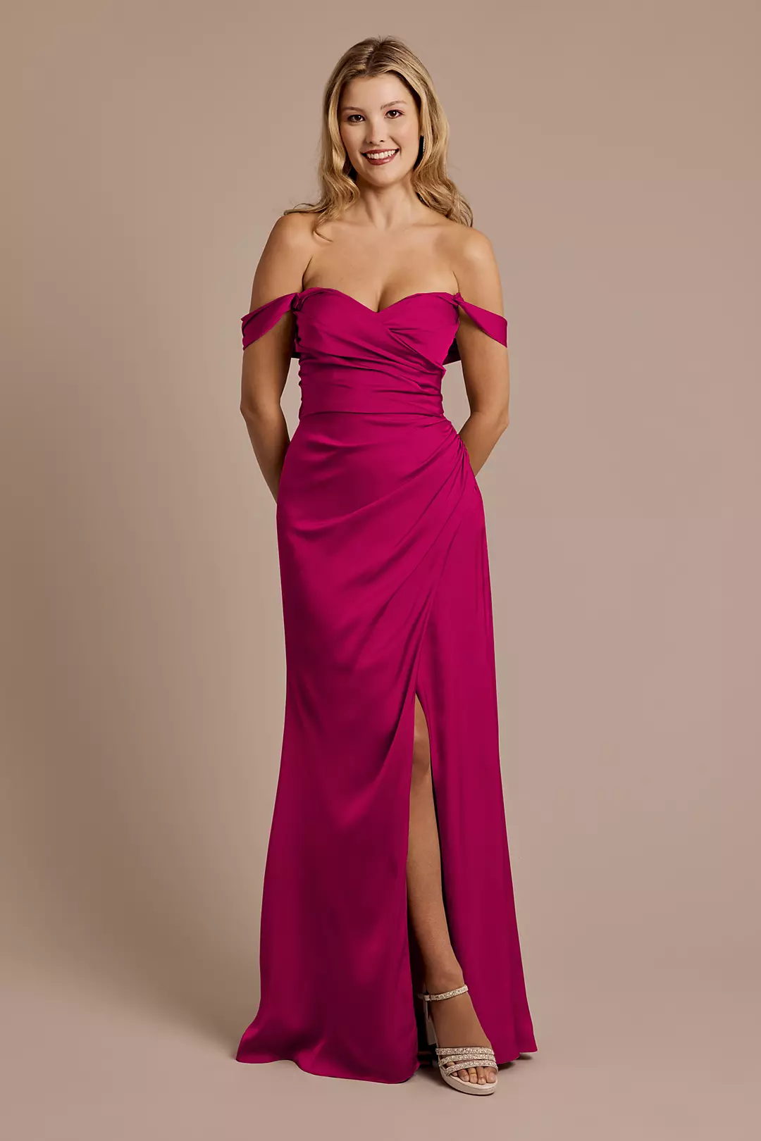 Matte Satin Off-the-Shoulder Sheath Dresses - XNAUWBI