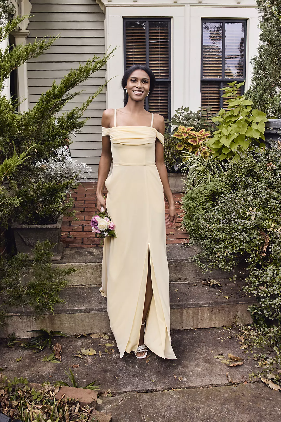 Chiffon Off-the-Shoulder Draped Dresses - XNAUWBI