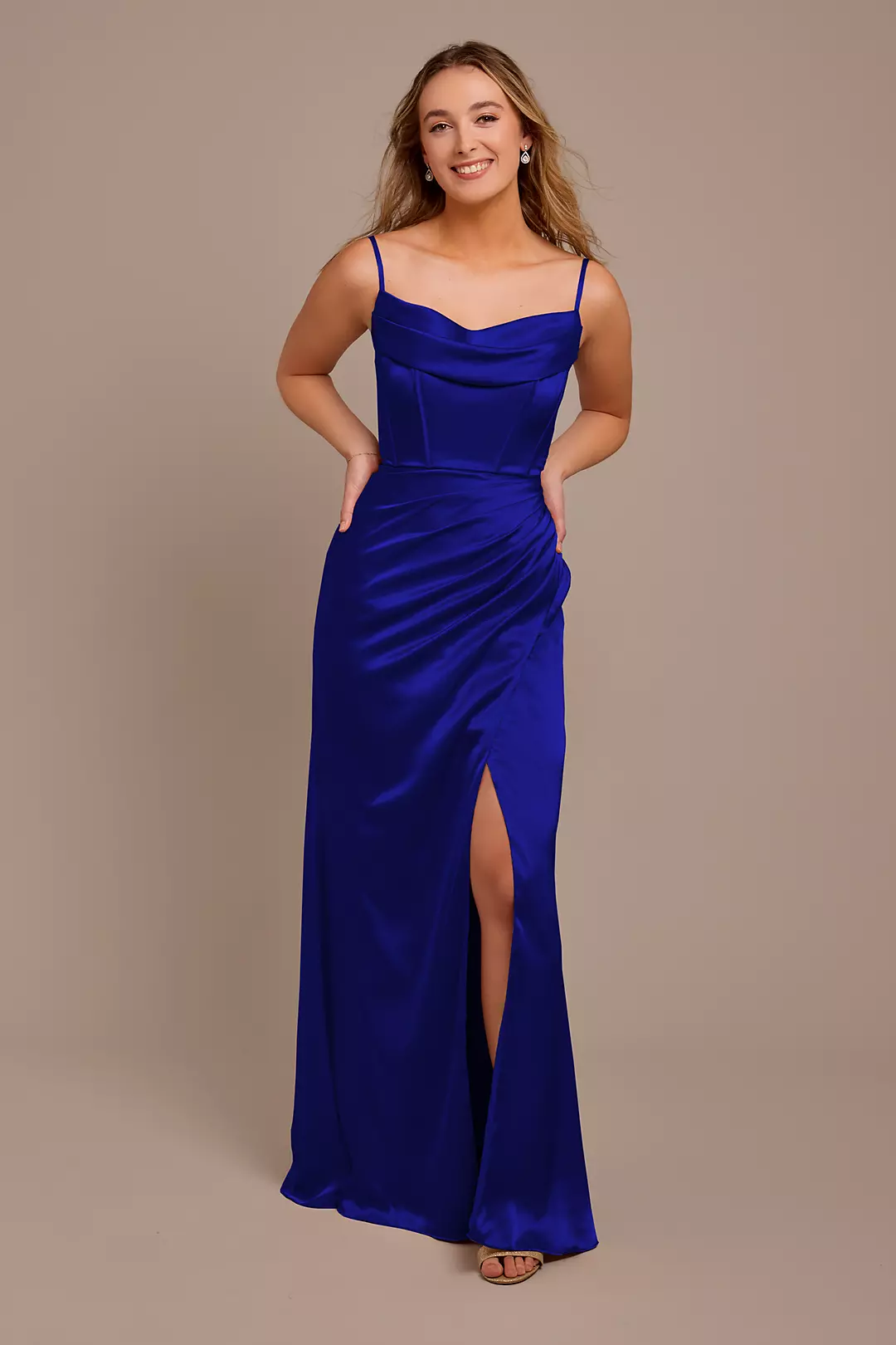 Charmeuse Cowl Spaghetti Strap Dresses - XNAUWBI