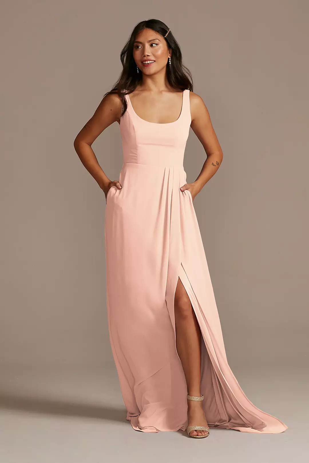 Chiffon Tank Scoop Neck Dresses - XNAUWBI