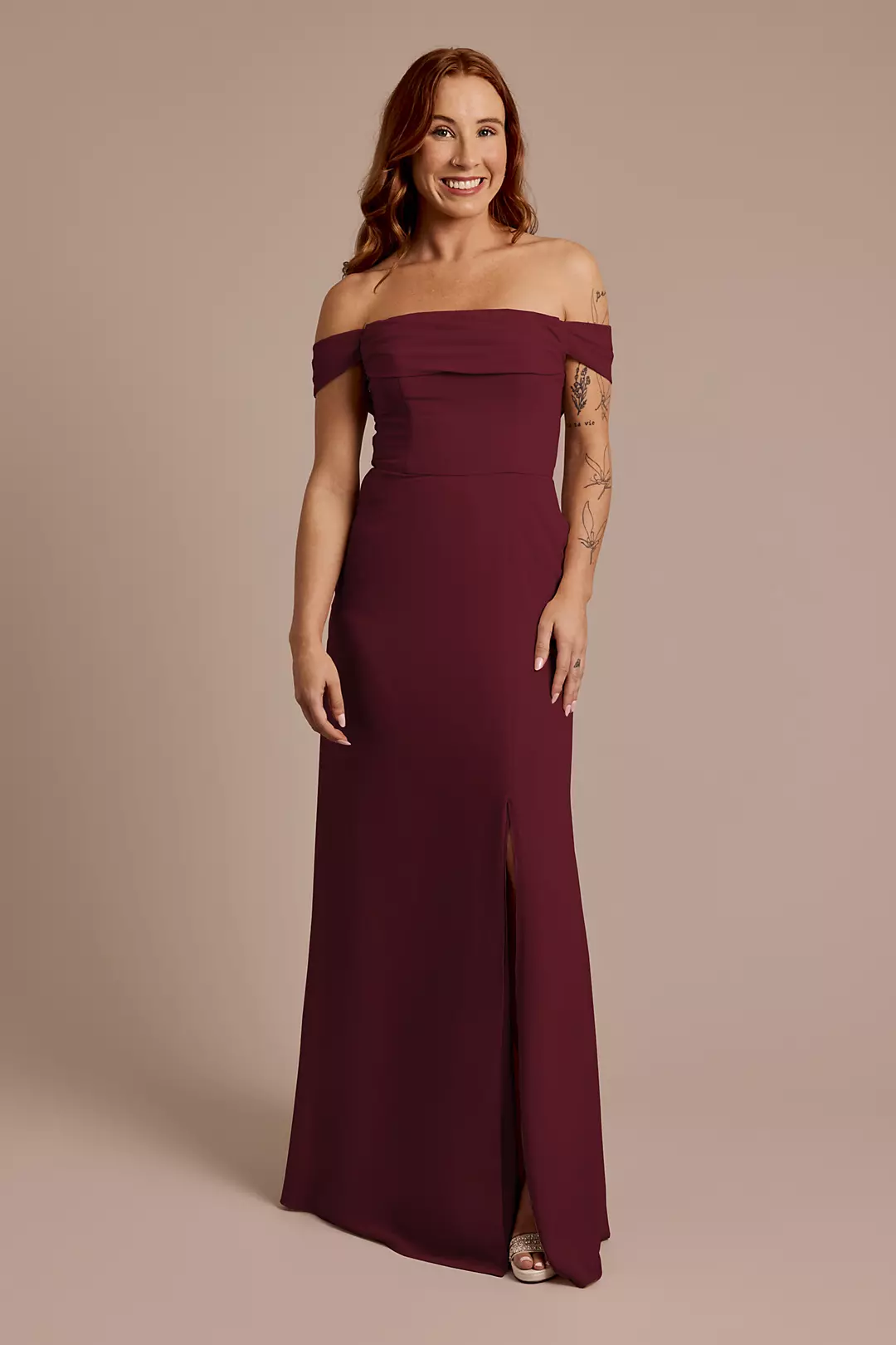 Chiffon Off-the-Shoulder Draped Dresses - XNAUWBI