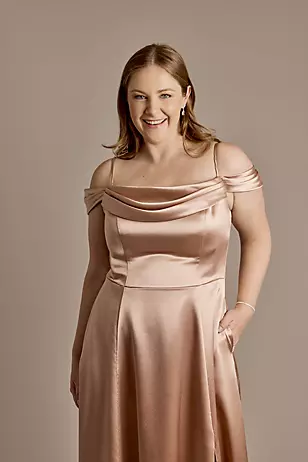 Luxe Charmeuse Off-the-Shoulder Dresses - XNAUWBI