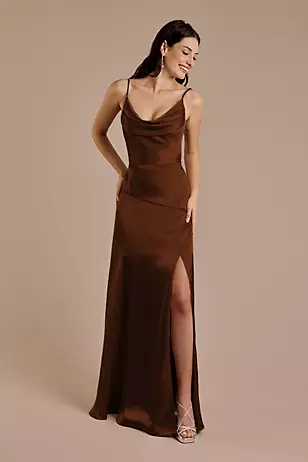 Charmeuse Cowl Neck Sheath Dresses - XNAUWBI