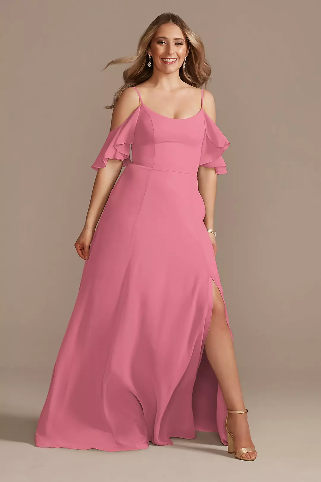 Cold-Shoulder Long Chiffon Dresses - XNAUWBI