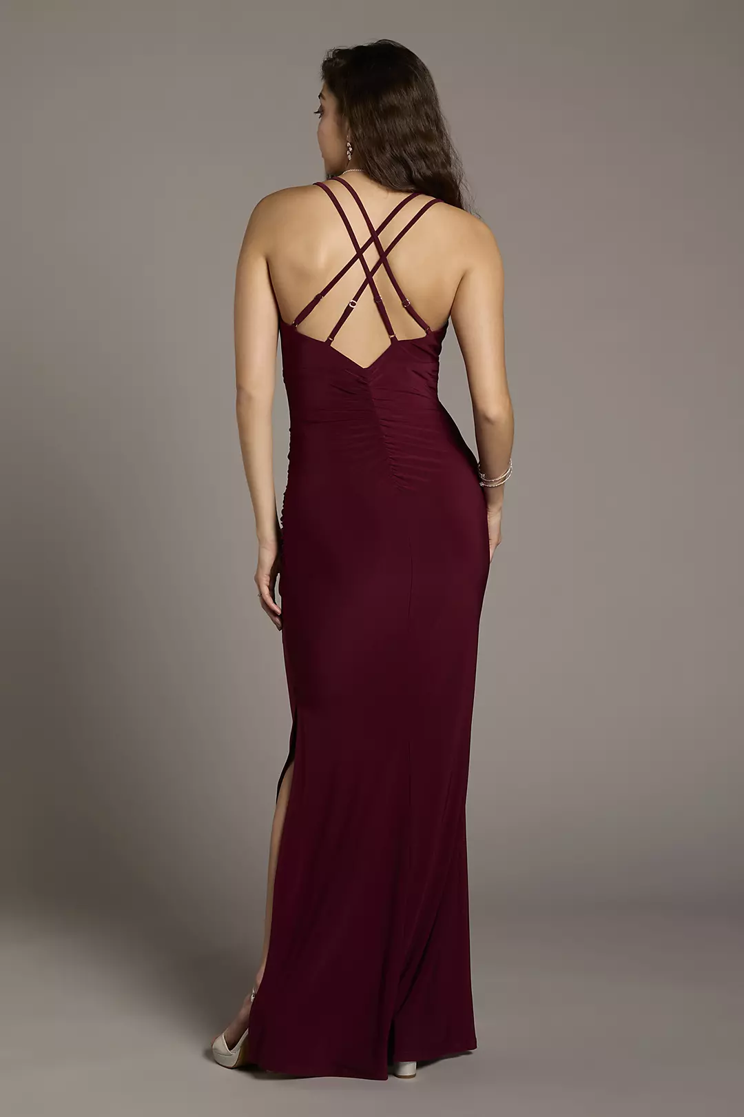 Jersey Cowl Neck Cross Back Sheath Dresses - XNAUWBI