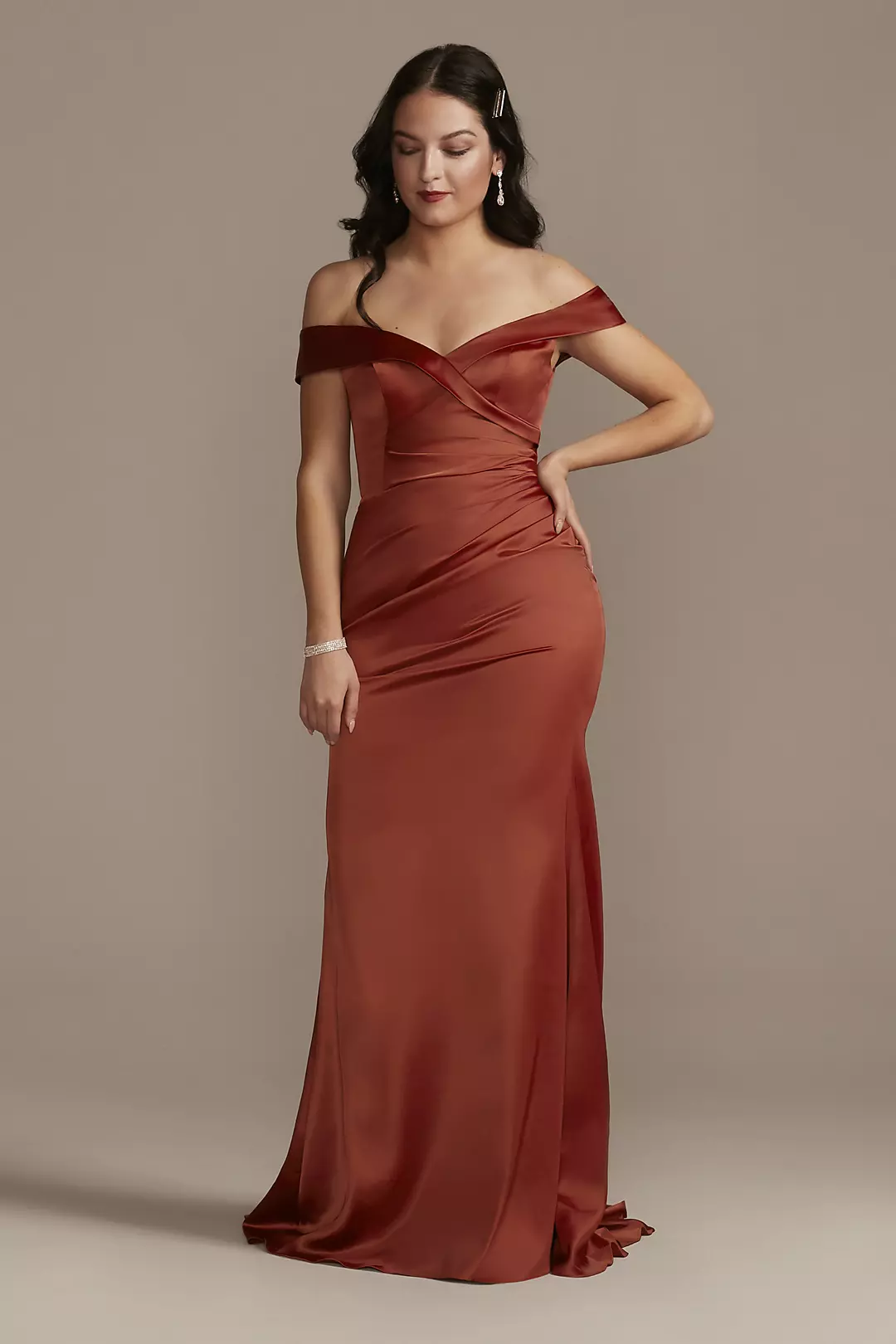 Matte Satin Off-the-Shoulder Mermaid Dresses - XNAUWBI