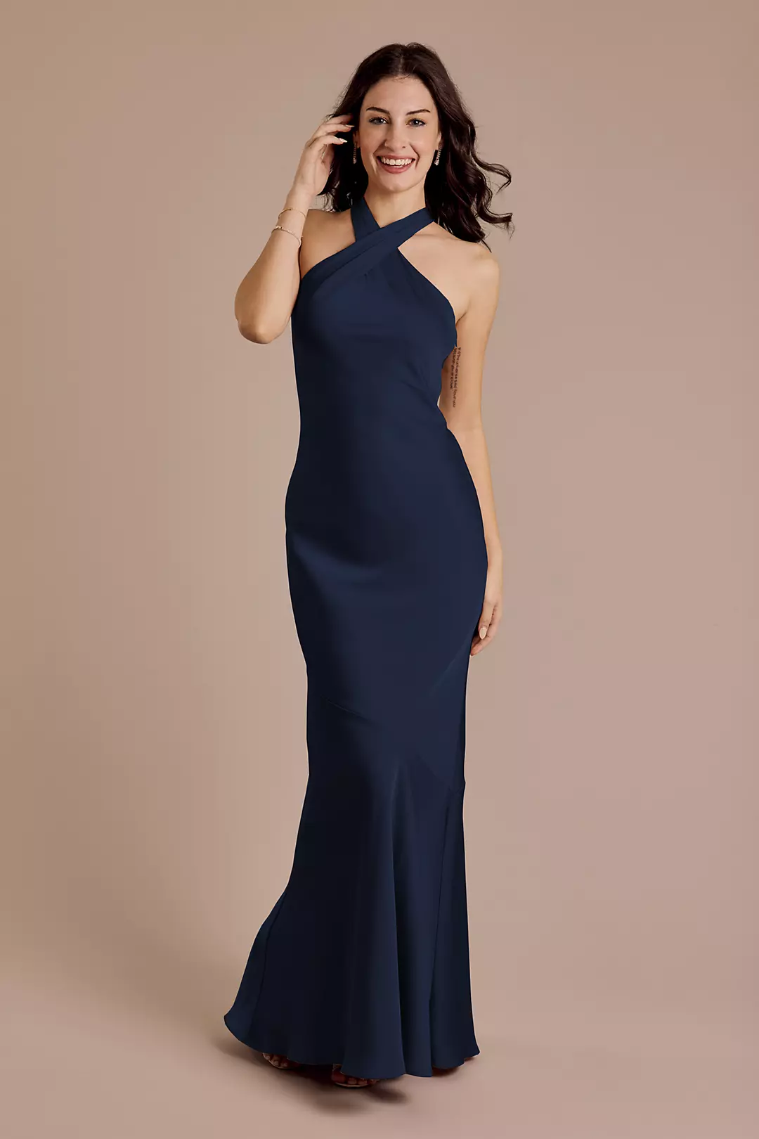 Matte Satin Y-Neck Bias Sheath Dresses - XNAUWBI