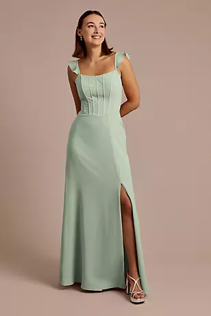 Chiffon Corset Dress with Flutter Sleeves Dress - XNAUWBI