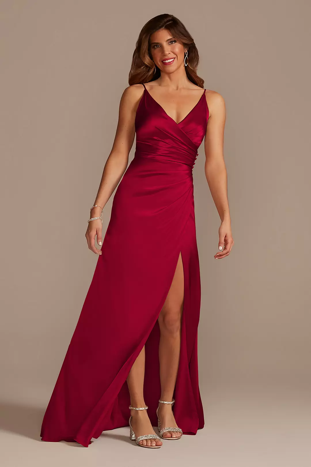 Charmeuse Draped Strappy Dresses - XNAUWBI