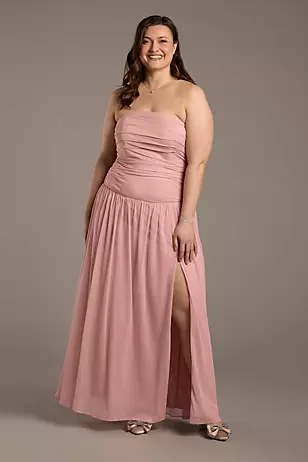 Mesh Strapless Drop Waist Dresses - XNAUWBI