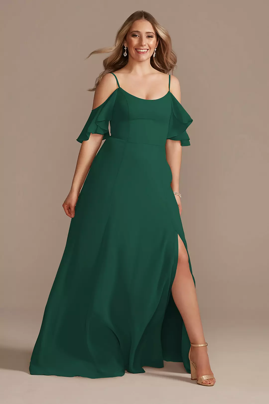Cold-Shoulder Long Chiffon Dresses - XNAUWBI
