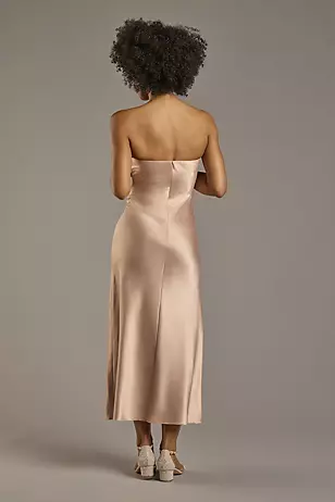 Strapless Charmeuse Sheath Dress with Scarf Dress - XNAUWBI