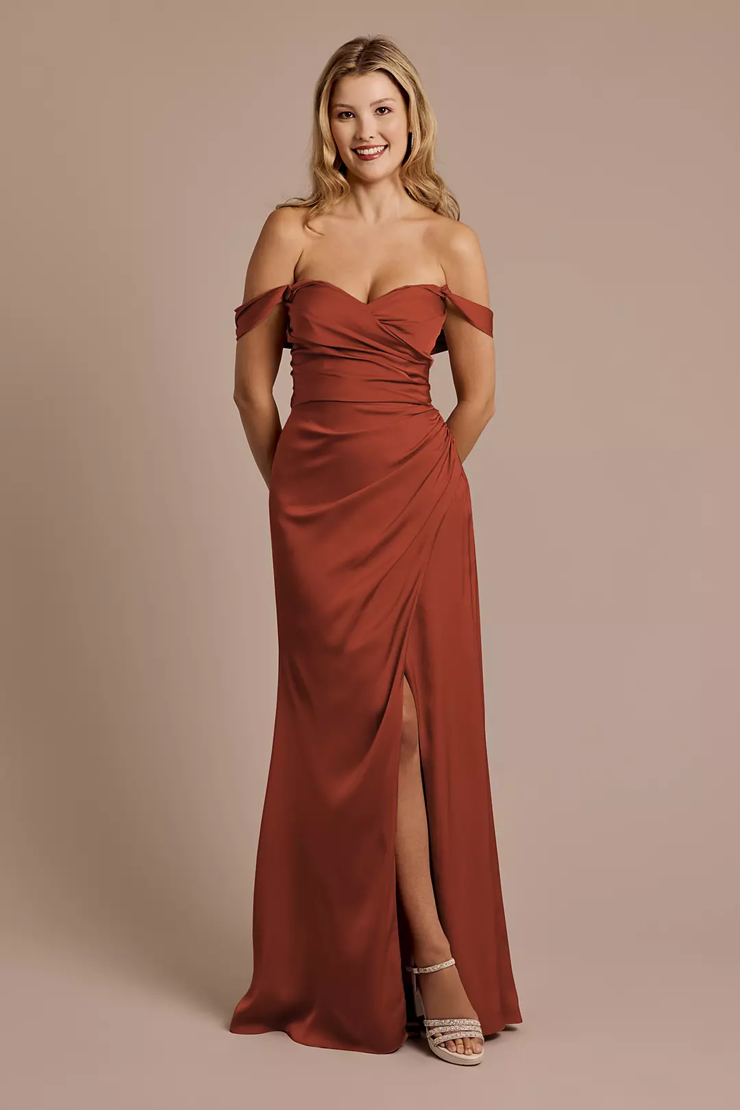 Matte Satin Off-the-Shoulder Sheath Dresses - XNAUWBI