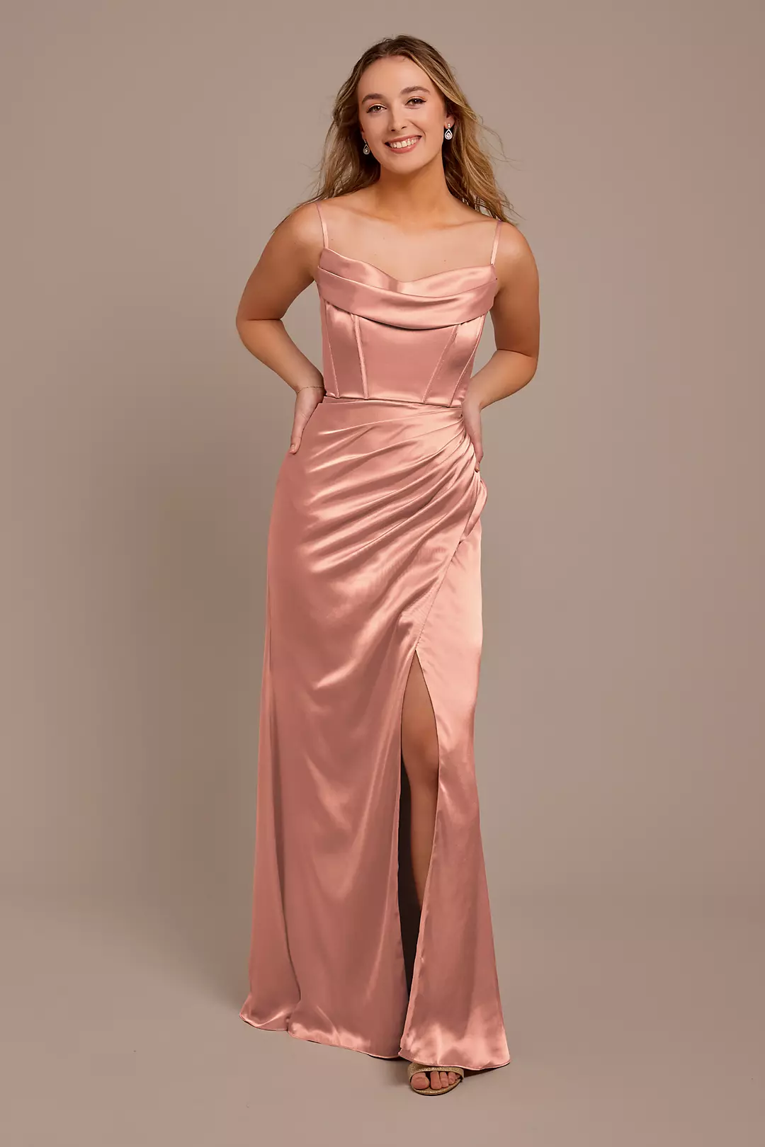 Charmeuse Cowl Spaghetti Strap Dresses - XNAUWBI