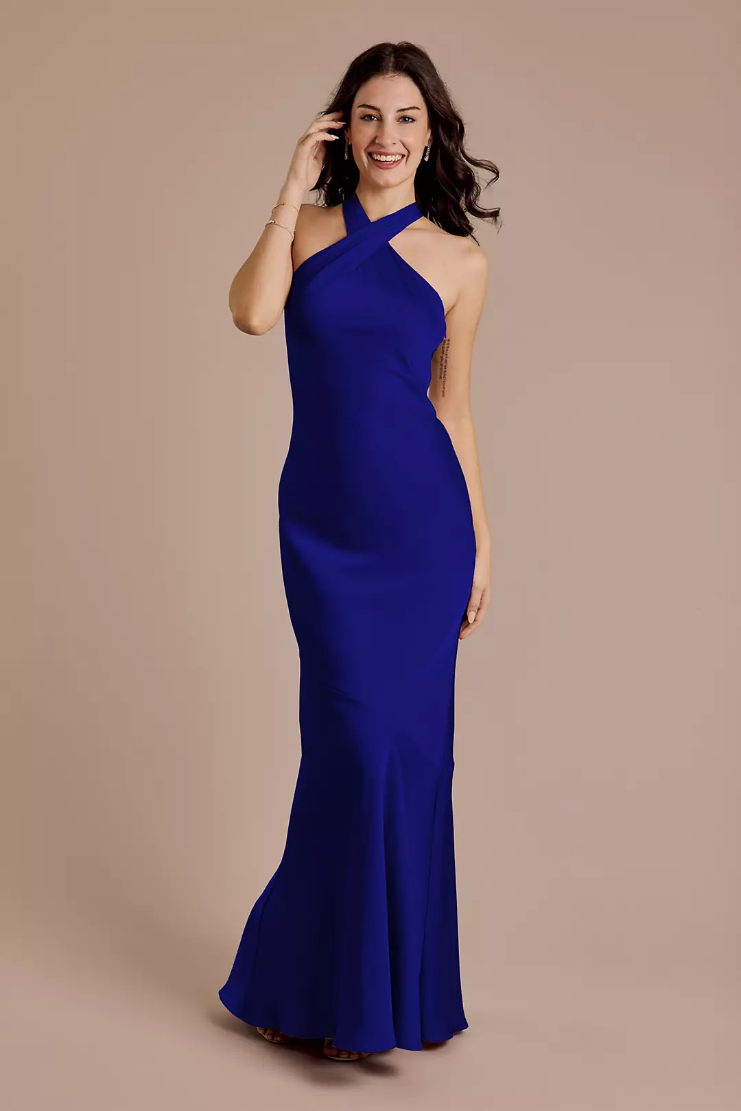 Matte Satin Y-Neck Bias Sheath Dresses - XNAUWBI