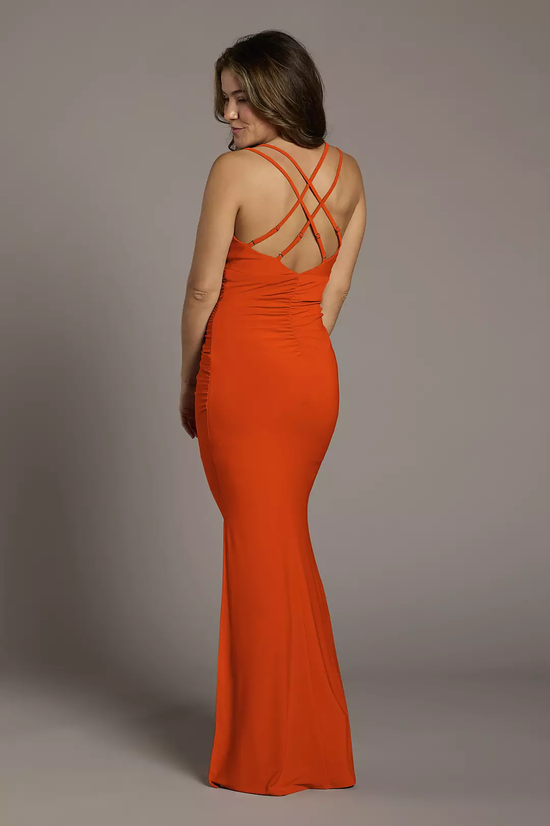 Jersey Cowl Neck Cross Back Sheath Dresses - XNAUWBI