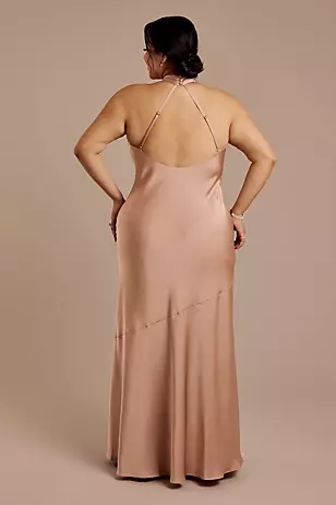 Matte Satin Y-Neck Bias Sheath Dresses - XNAUWBI