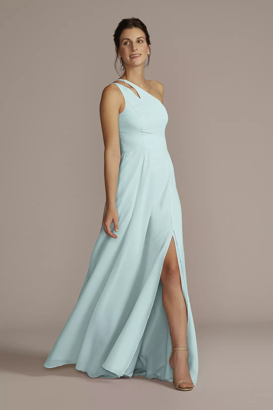 Chiffon One-Shoulder Cutout Dresses - XNAUWBI