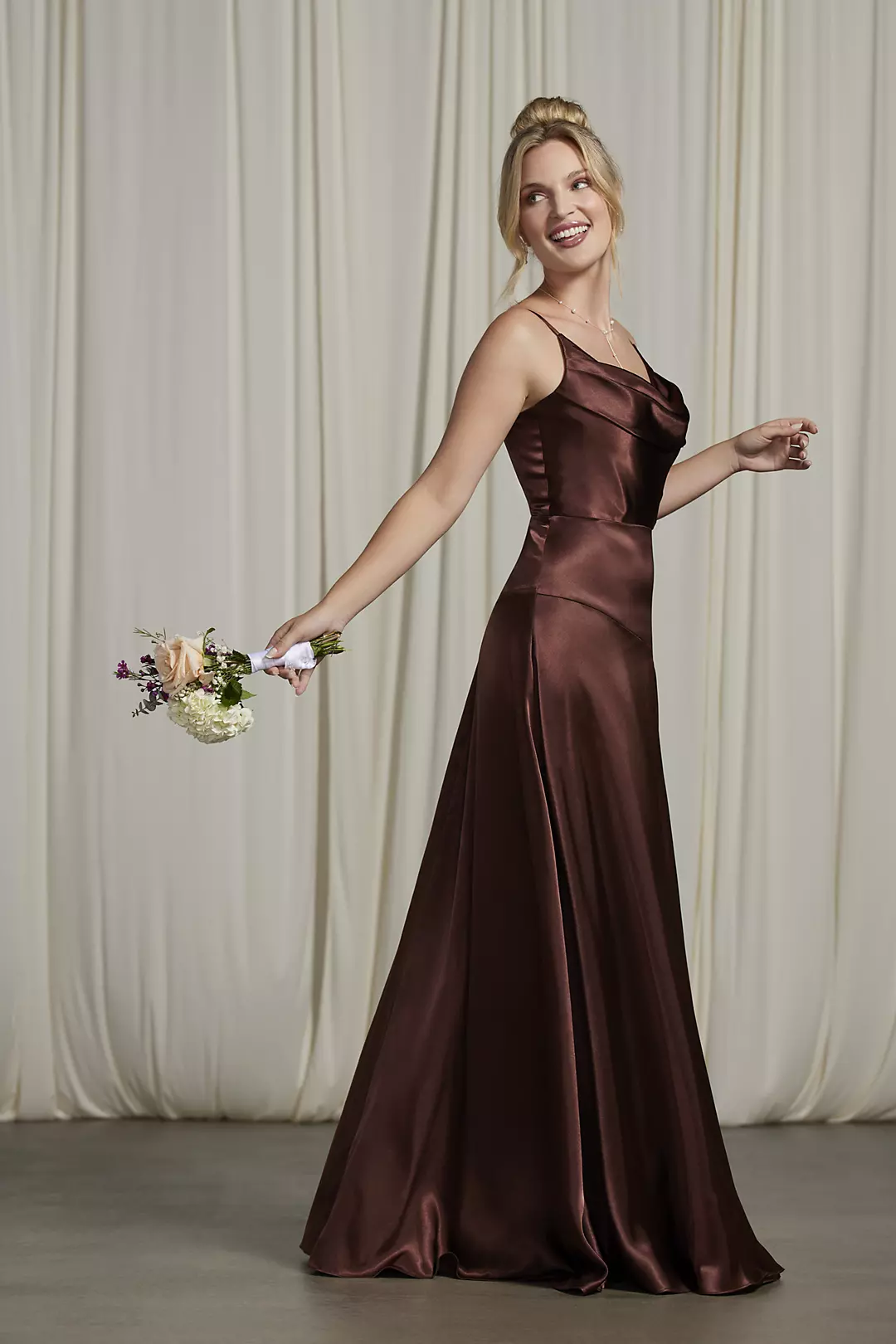 Charmeuse Cowl Neck Sheath Dresses - XNAUWBI