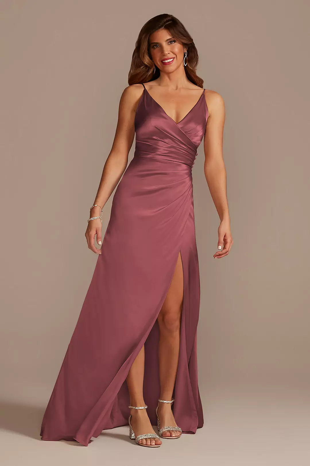 Charmeuse Draped Strappy Dresses - XNAUWBI