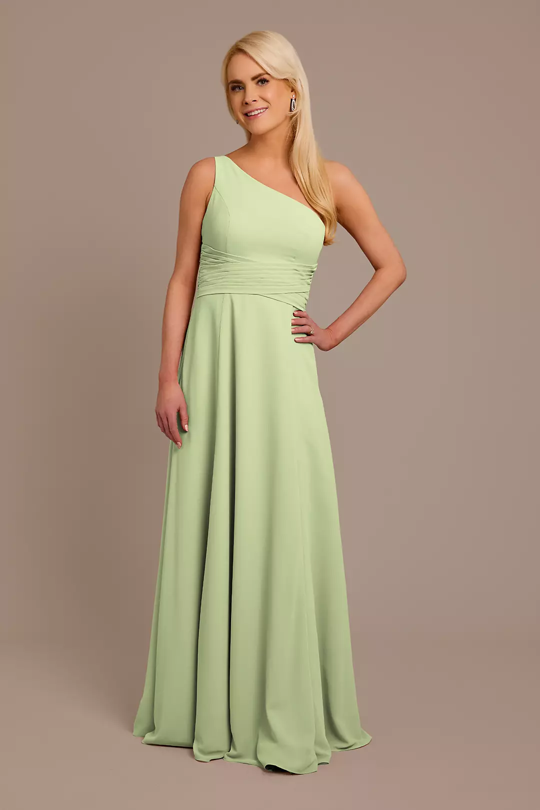 Chiffon One-Shoulder Dress with Tie Dress - XNAUWBI
