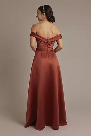 Matte Satin Off-the-Shoulder Ball Gown Dresses - XNAUWBI