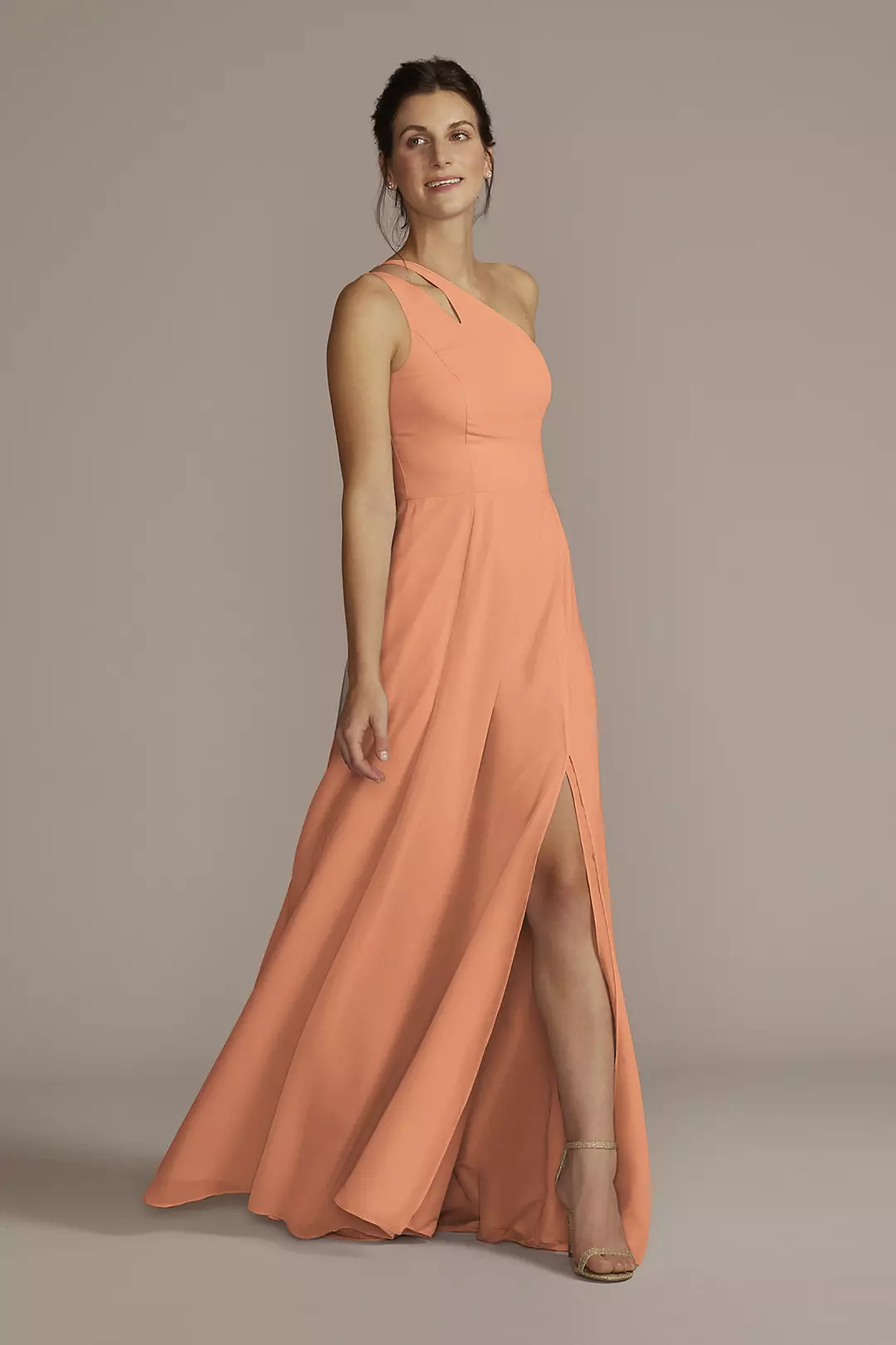 Chiffon One-Shoulder Cutout Dresses - XNAUWBI