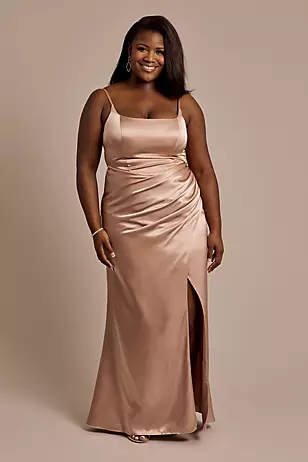 Charmeuse Square Neck Corset Sheath Dresses - XNAUWBI