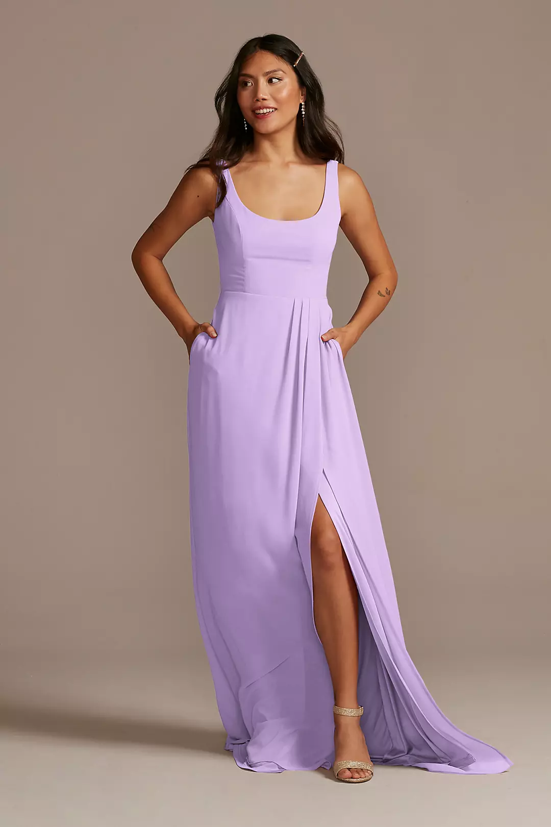 Chiffon Tank Scoop Neck Dresses - XNAUWBI