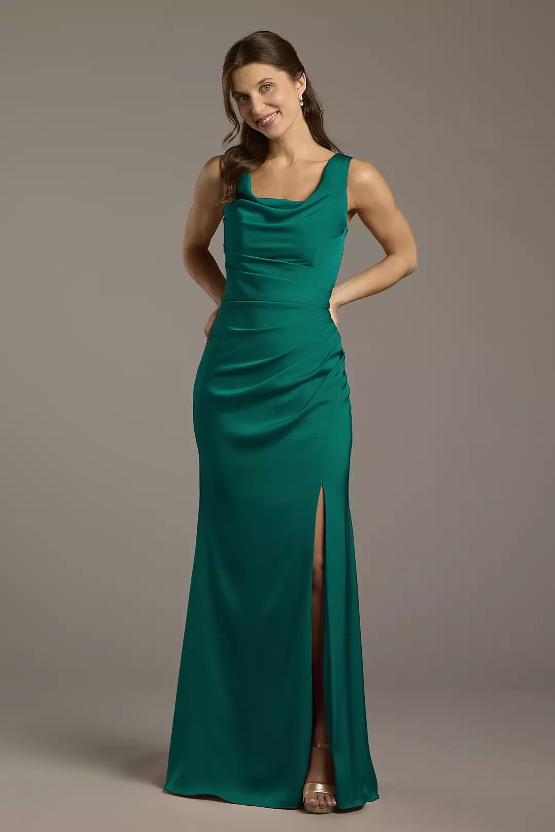 Matte Satin Cowl Neck Sheath Dresses - XNAUWBI