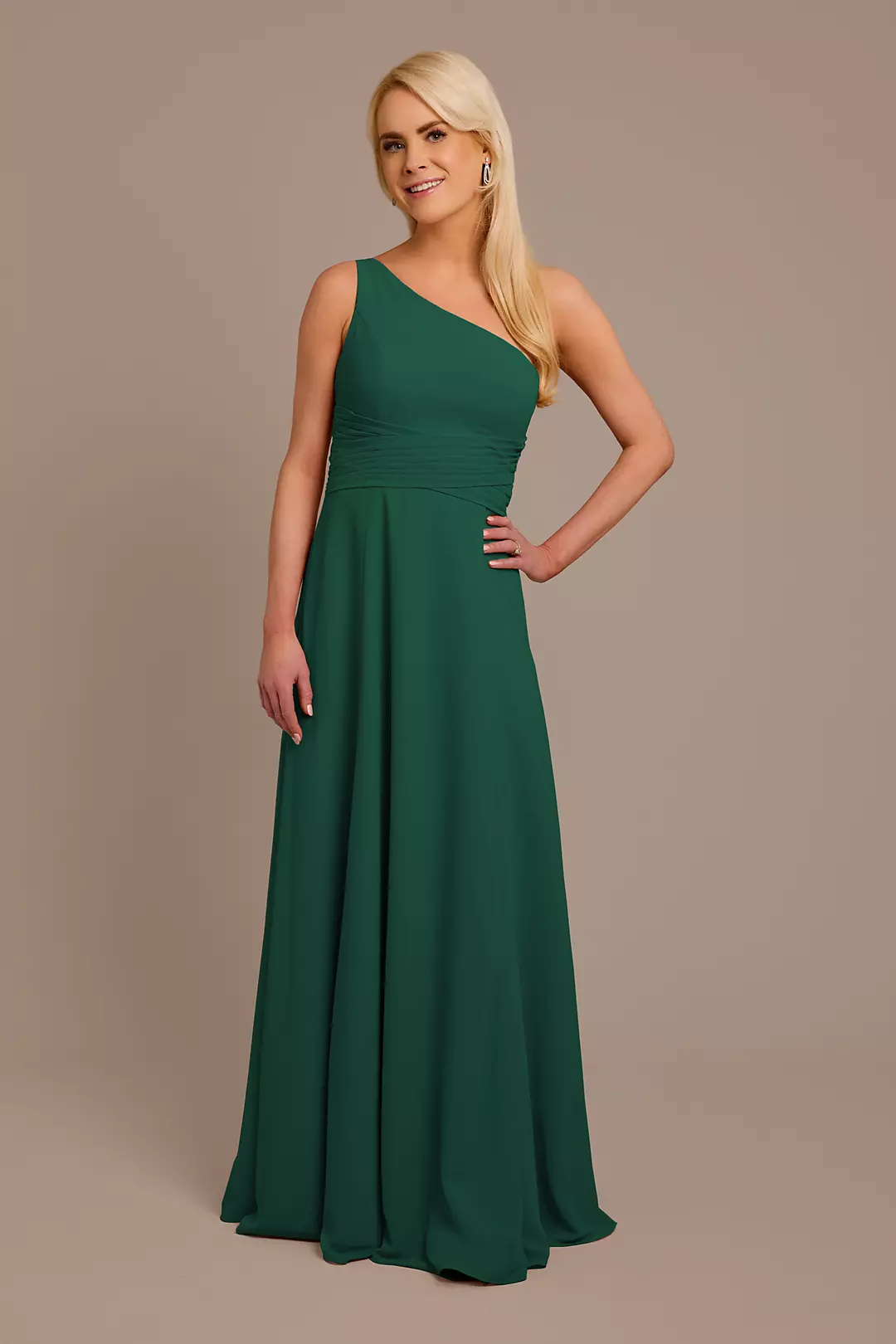 Chiffon One-Shoulder Dress with Tie Dress - XNAUWBI